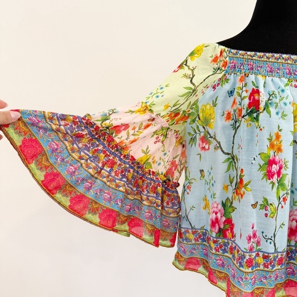 Ruby Yaya Botanica Bellagio Embroidered Bell Sleeves Off The Shoulders Blouse S - Picture 5 of 10